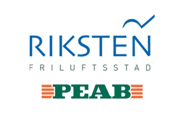 Riksten friluftsstad AB och Peab logotype.