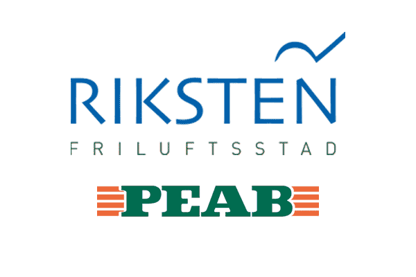 Riksten friluftsstad AB och Peab logotype.